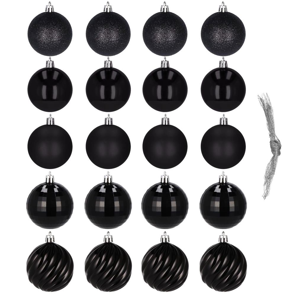 Set globuri de Craciun, 20 bucati, 5 modele, 6cm, negru [2]