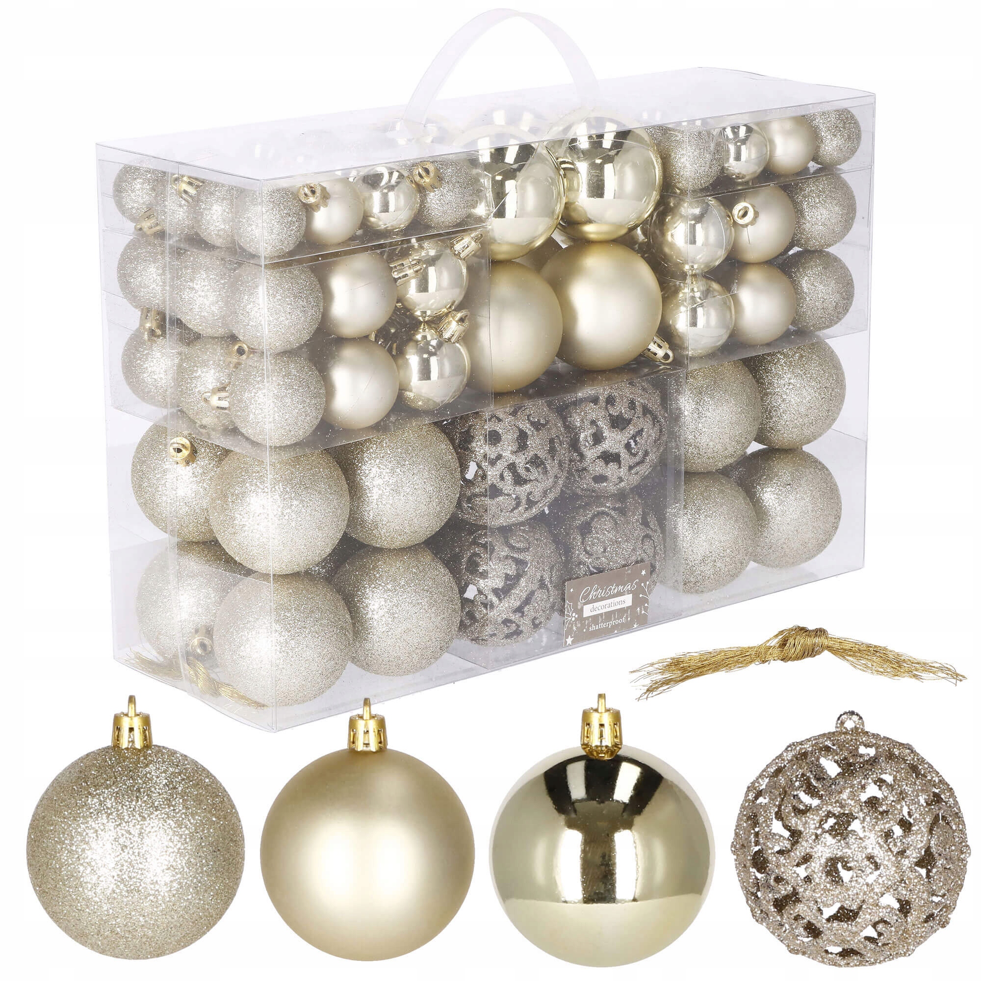 Set globuri de Craciun, 100 bucati, 3-6cm, auriu [6]