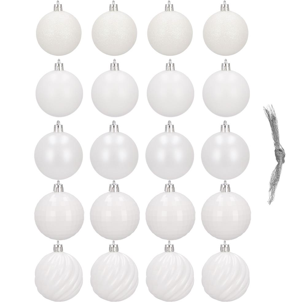 Set globuri de Craciun, 20 bucati, 5 modele, 6cm, alb [2]