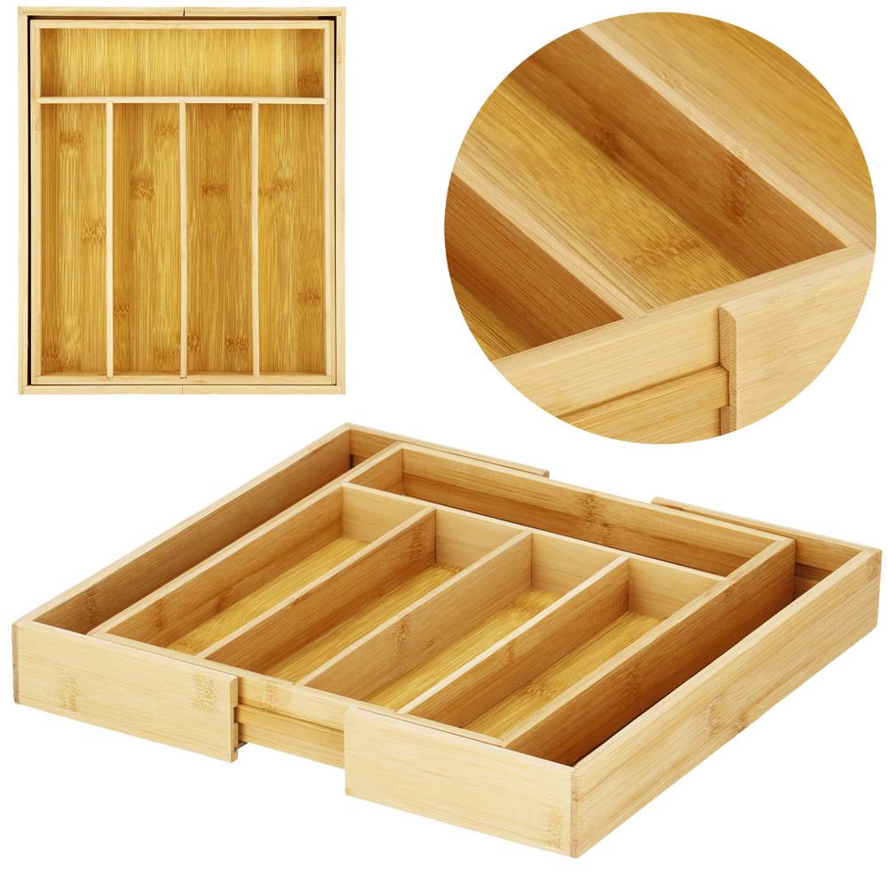 Organizator tacamuri si ustensile bucatarie, bambus, extensibil 28-45x33x5cm [2]
