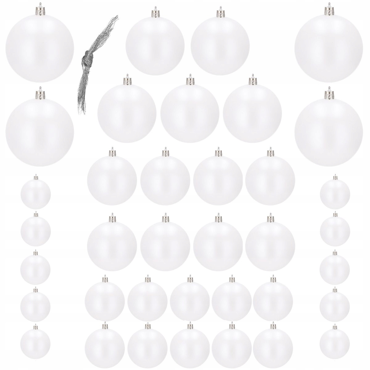Set globuri de Craciun, 37 bucati, 3-8cm, alb perla [7]