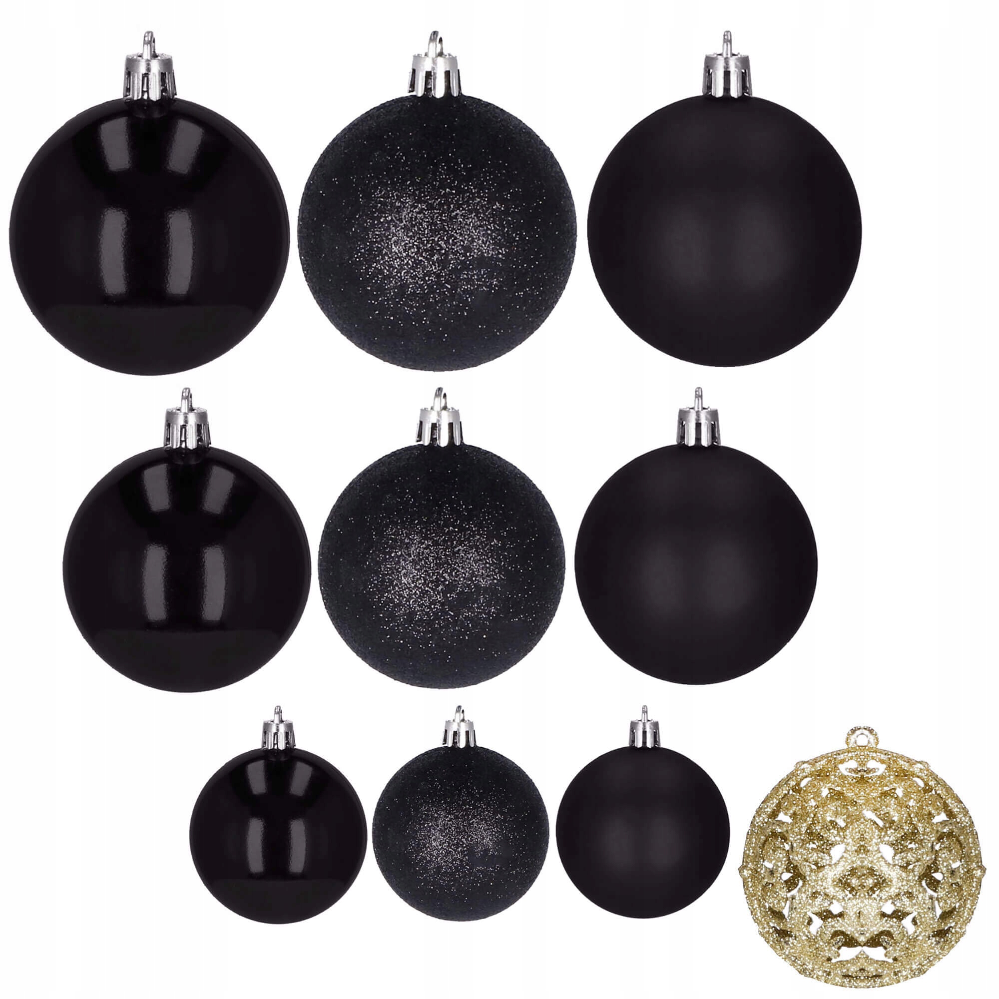 Set globuri de Craciun, 100 bucati, 3-6cm, negru auriu [7]