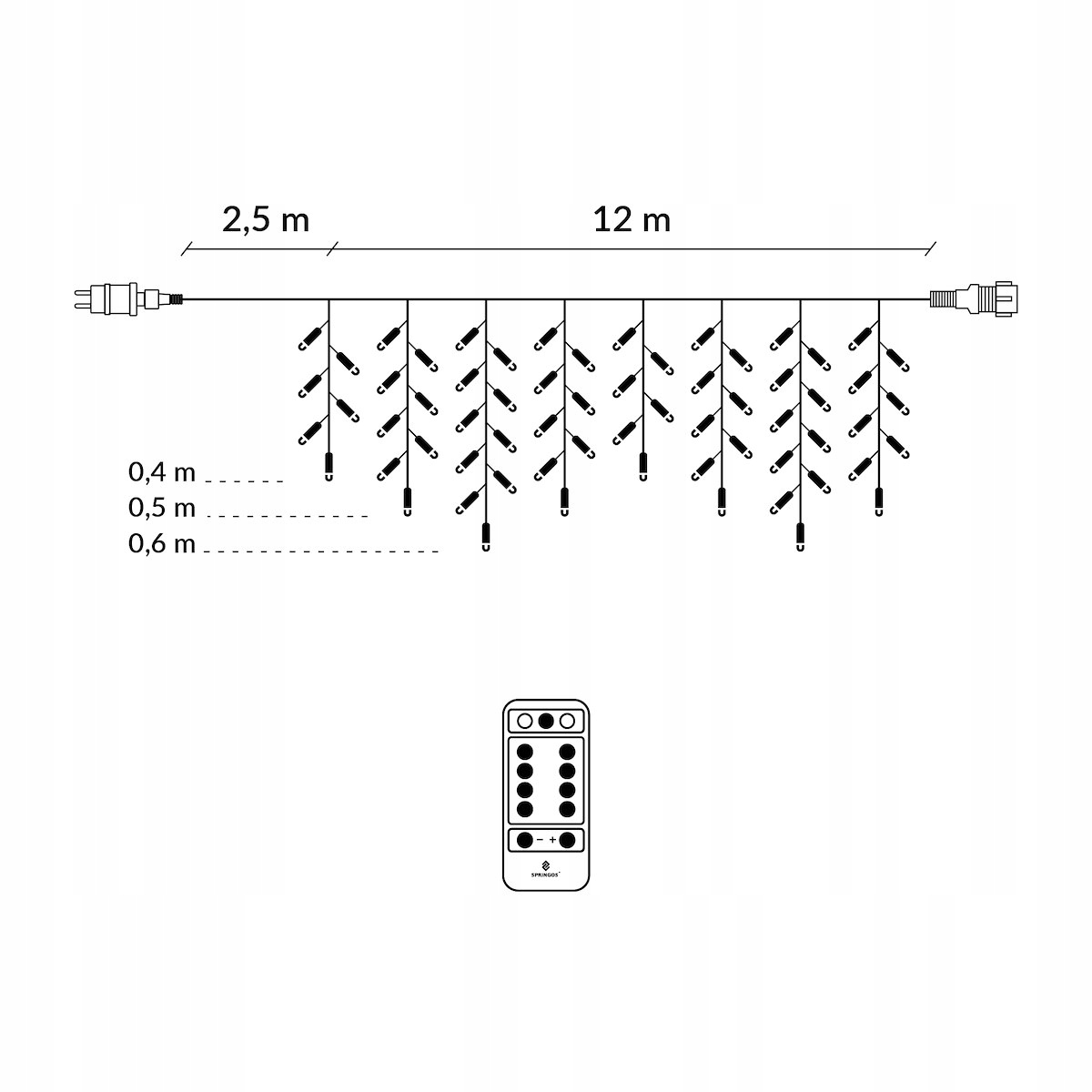 (DL) Ghirlanda luminoasa tip perdea 300 LED-uri, 12m, pentru interior/exterior, iluminare galben, cu telecomanda [10]