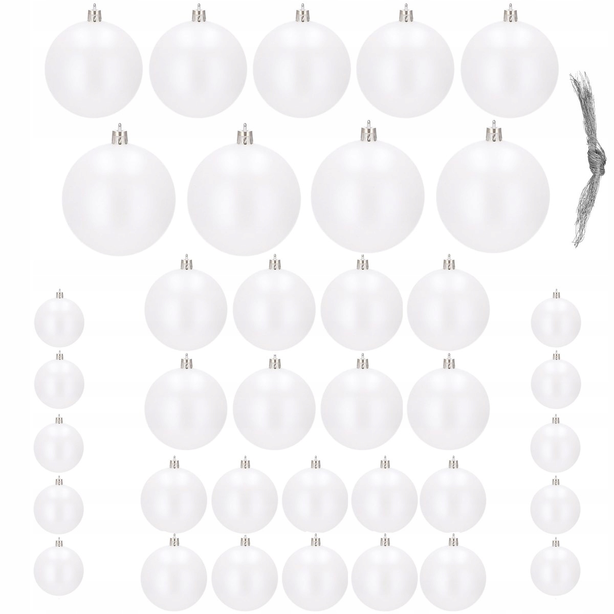 Set globuri de Craciun, 37 bucati, 3-8cm, alb perla [2]