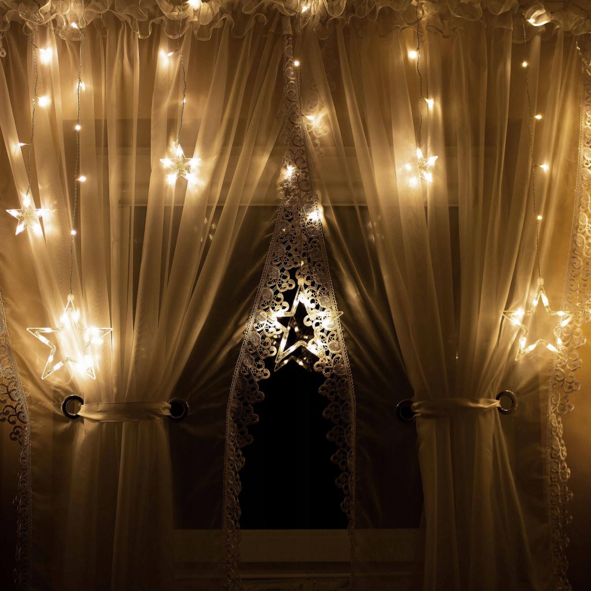 Instalatii luminoase - (DL) Instalatie lumina tip perdea cu 138 LED-uri, 2m, pentru interior/exterior, stelute iluminare alba