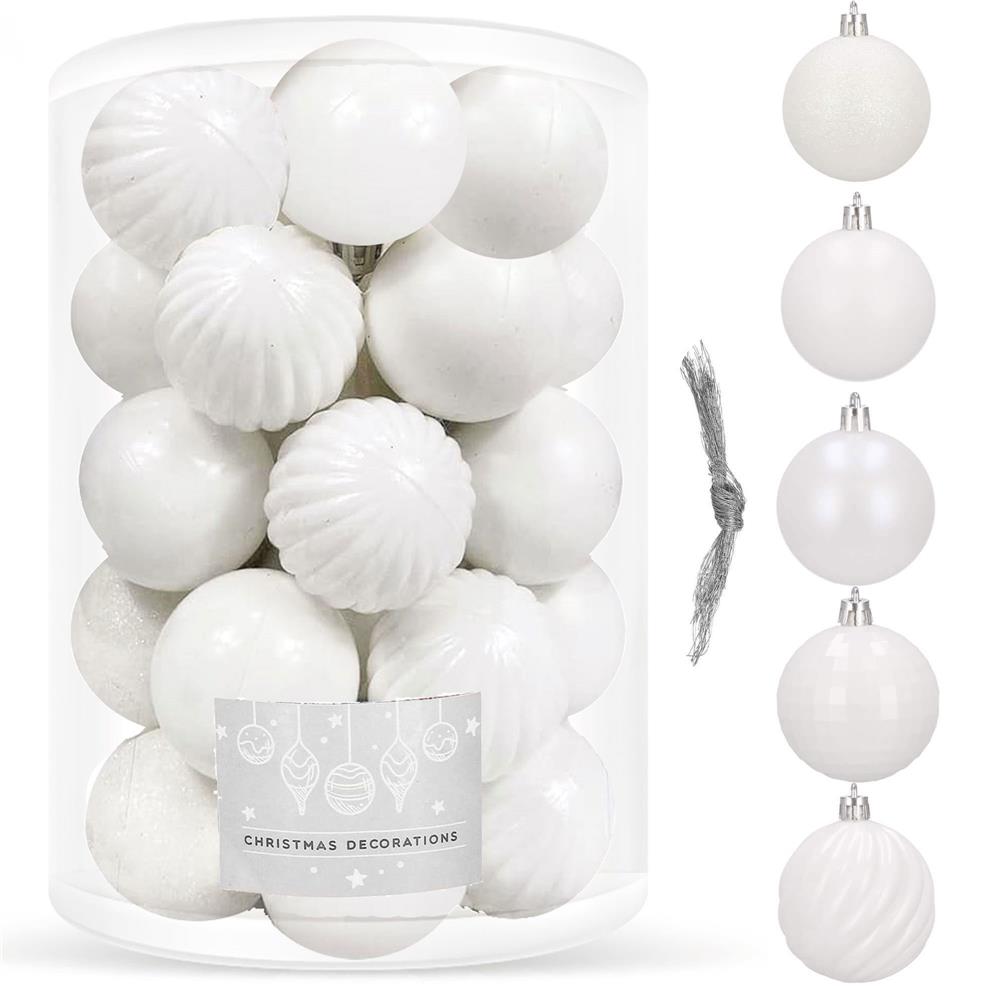 Set globuri de Craciun, 20 bucati, 5 modele, 6cm, alb [11]