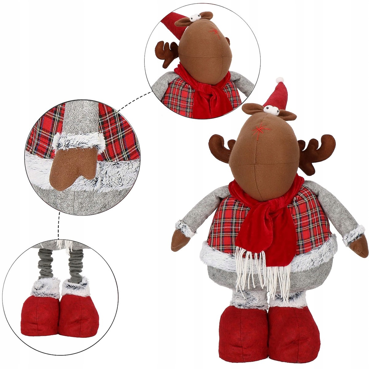 (DL) Figurina Craciun, Ren, picioare telescopice, inaltime extensibila 55-95cm [11]