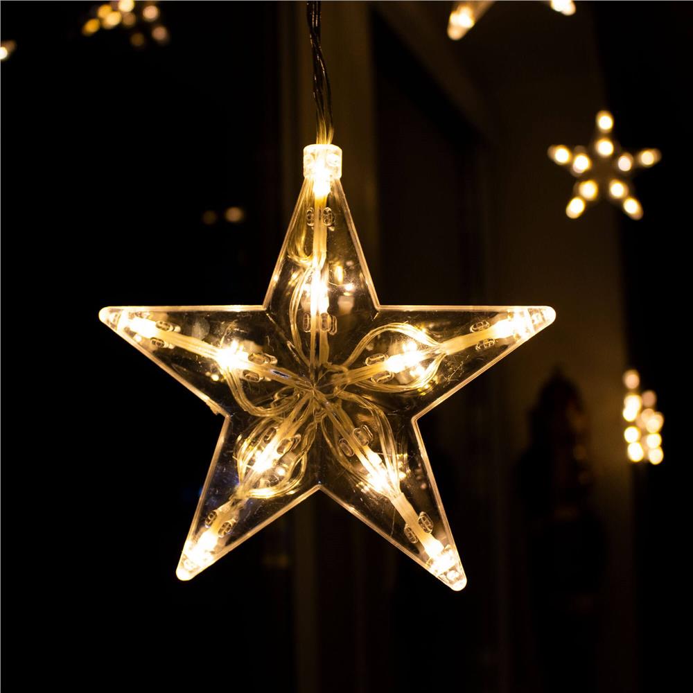 (DL) Ghirlanda luminoasa tip perdea cu stelute 72 LED-uri, 2m, pentru interior/exterior, iluminare alb [11]