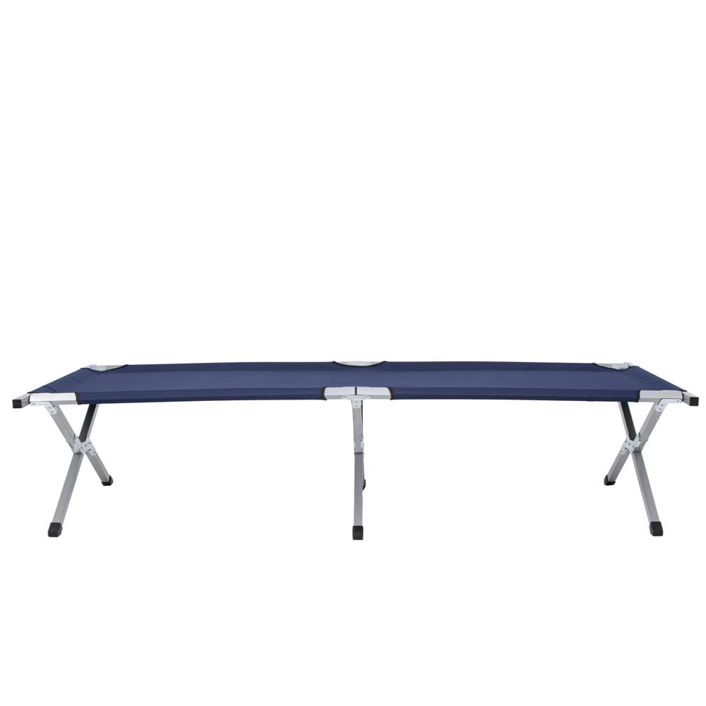 Pat pliant pentru camping, structura metalica, 190x74x42cm, 150kg, albastru marin [13]