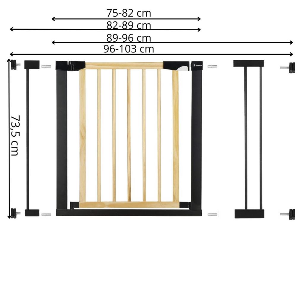 Poarta de siguranta Safety Gate pentru scari, ajustabila, din lemn cu structura otel, 96-103cm, negru maro [13]