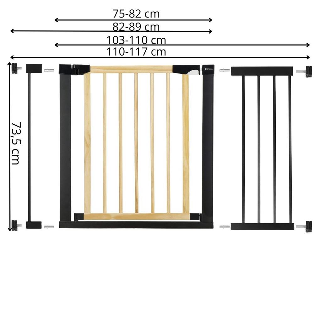 Poarta de siguranta Safety Gate pentru scari, ajustabila, din lemn cu structura otel, 110-117cm, negru maro [13]
