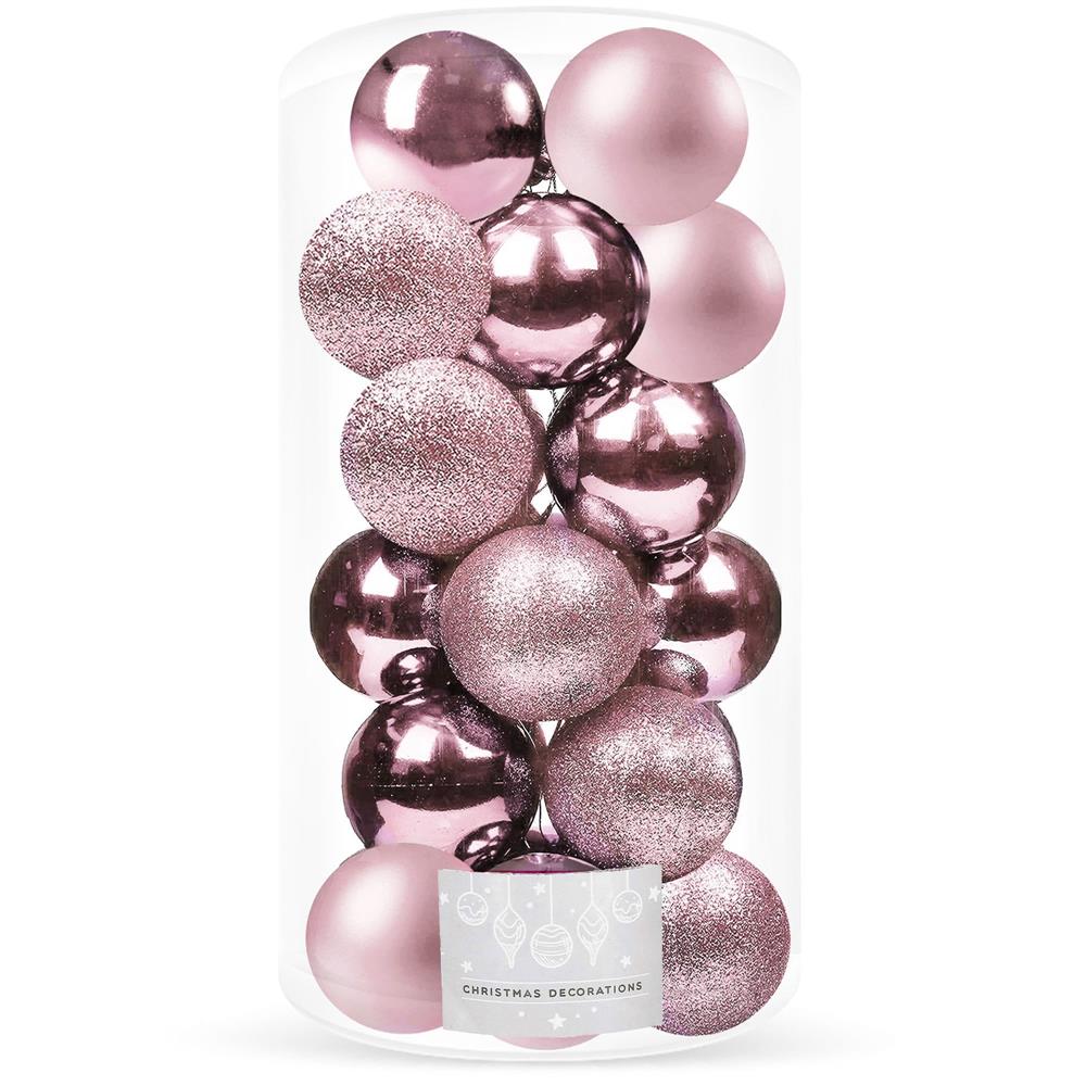 Set globuri de Craciun, 20 bucati, 3 modele, 4cm, roz [1]
