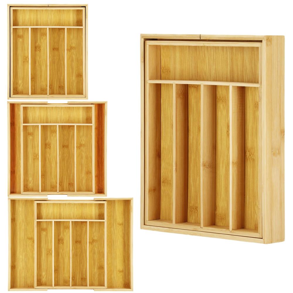 Organizator tacamuri si ustensile bucatarie, bambus, extensibil 28-45x33x5cm [14]