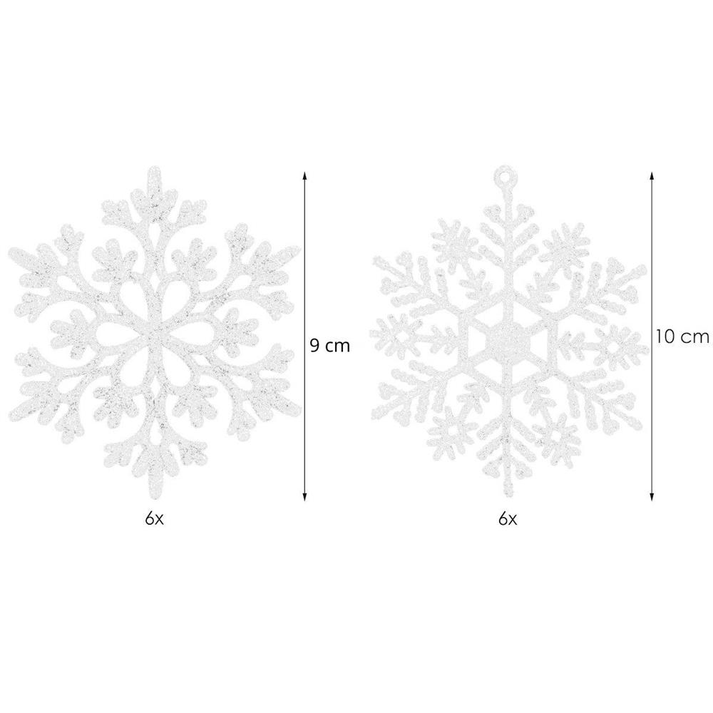 Decoratiune brad fulg de zapada, set 12 bucati, 9-10cm, alb [15]