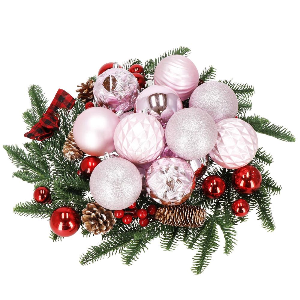 Set globuri de Craciun, 30 bucati, 6 modele, 8cm, roz [15]