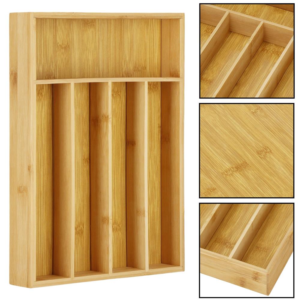 Organizator tacamuri si ustensile bucatarie, bambus, 25x35x5cm [15]