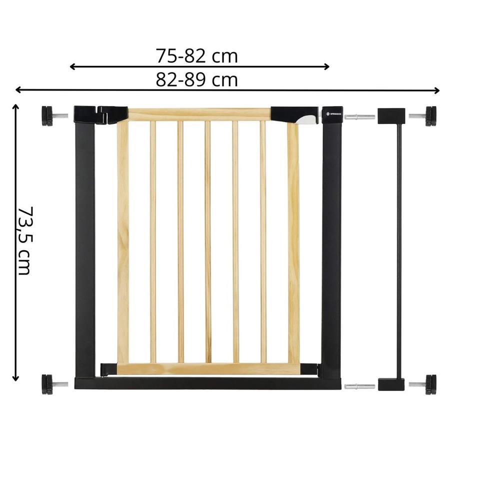 Poarta de siguranta Safety Gate pentru scari, ajustabila, din lemn cu structura otel, 82-89cm, negru maro [16]