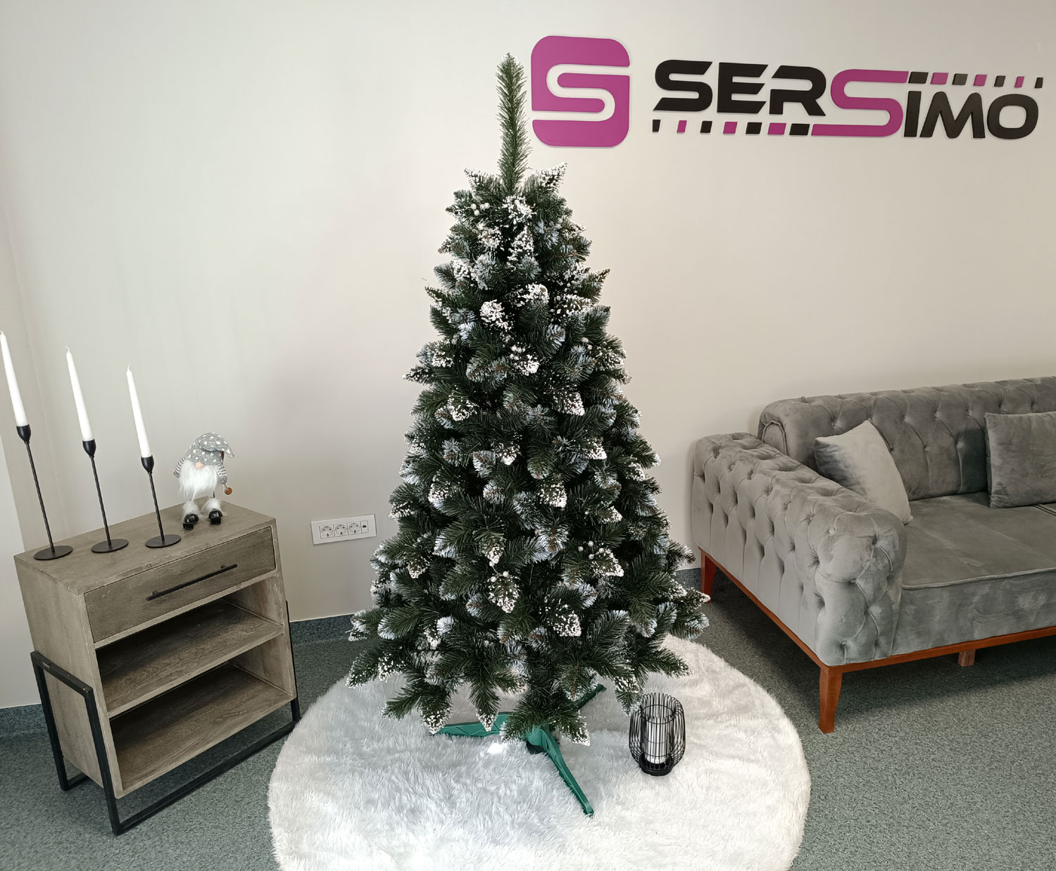 Brad artificial Christmas Deluxe by Sersimo, Crystal nins cu merisoare, 2D, 180cm [10]