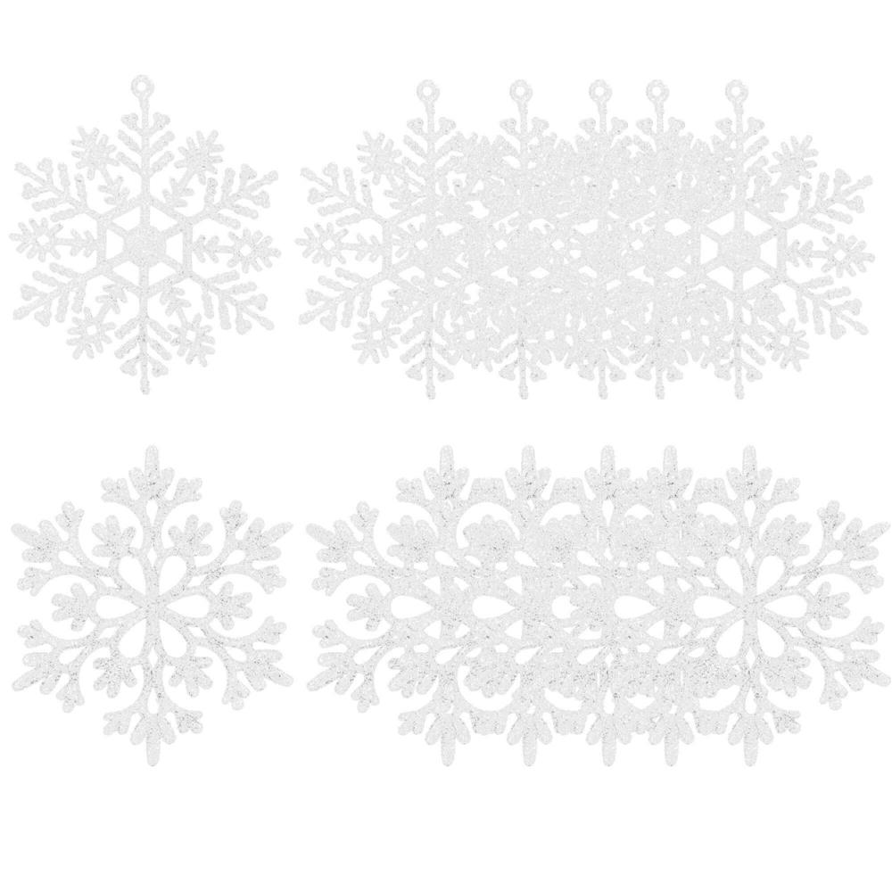 Decoratiune brad fulg de zapada, set 12 bucati, 9-10cm, alb [16]