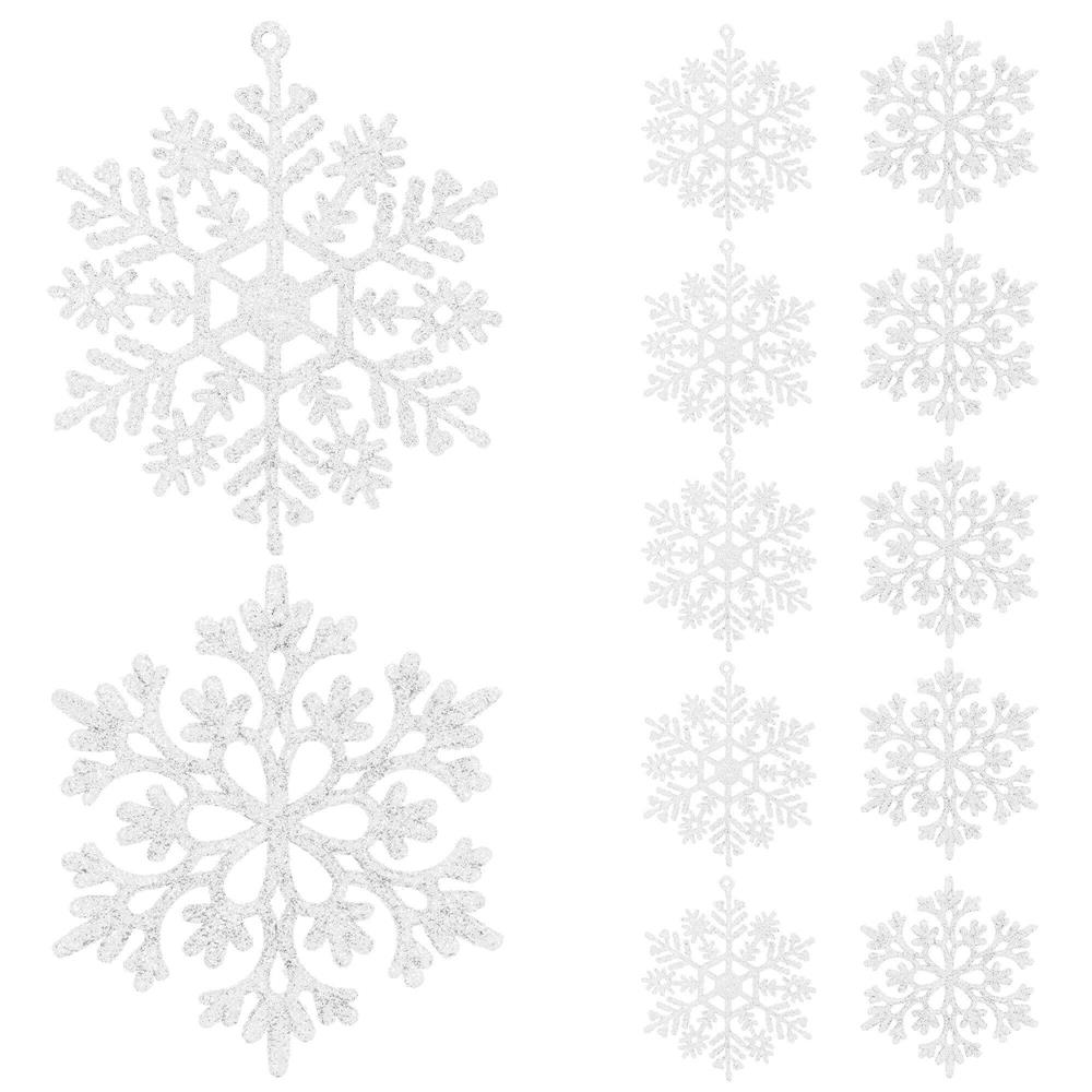 Decoratiune brad fulg de zapada, set 12 bucati, 9-10cm, alb [17]