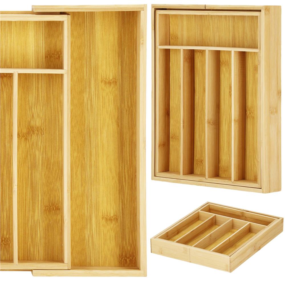 Organizator tacamuri si ustensile bucatarie, bambus, extensibil 28-45x33x5cm [18]