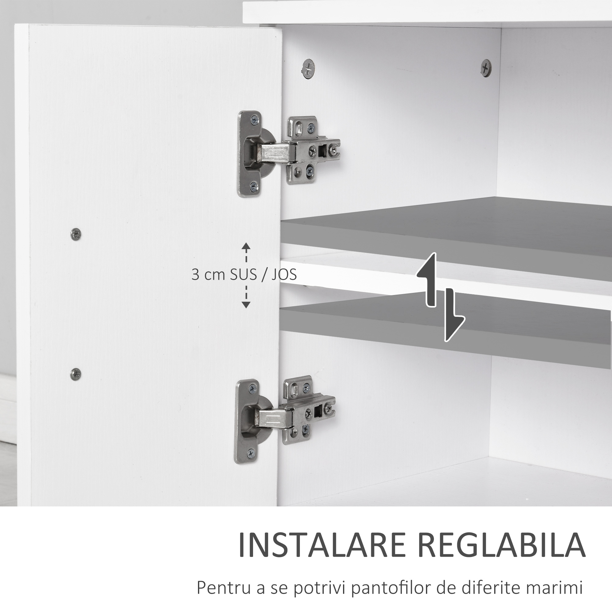  Cuier Hol Lemn Alb - 100×32×187 cm cu Dulap & Rafturi [5]