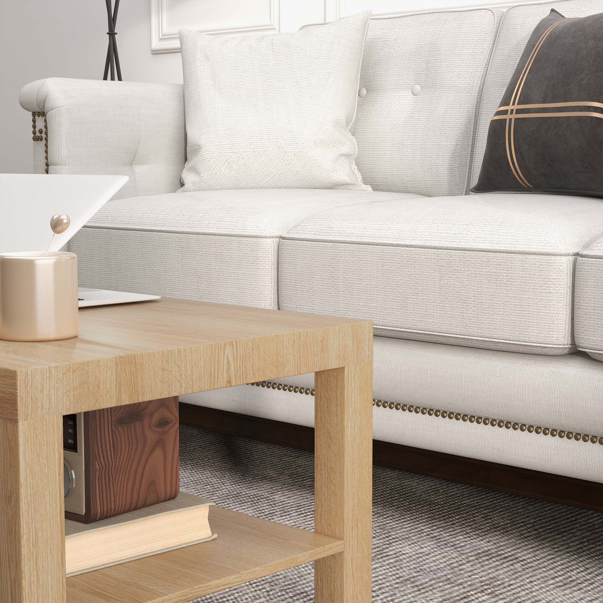  Masuta de Cafea Dreptunghiulara cu Raft 90x45x44.5cm Lemn Natural [7]