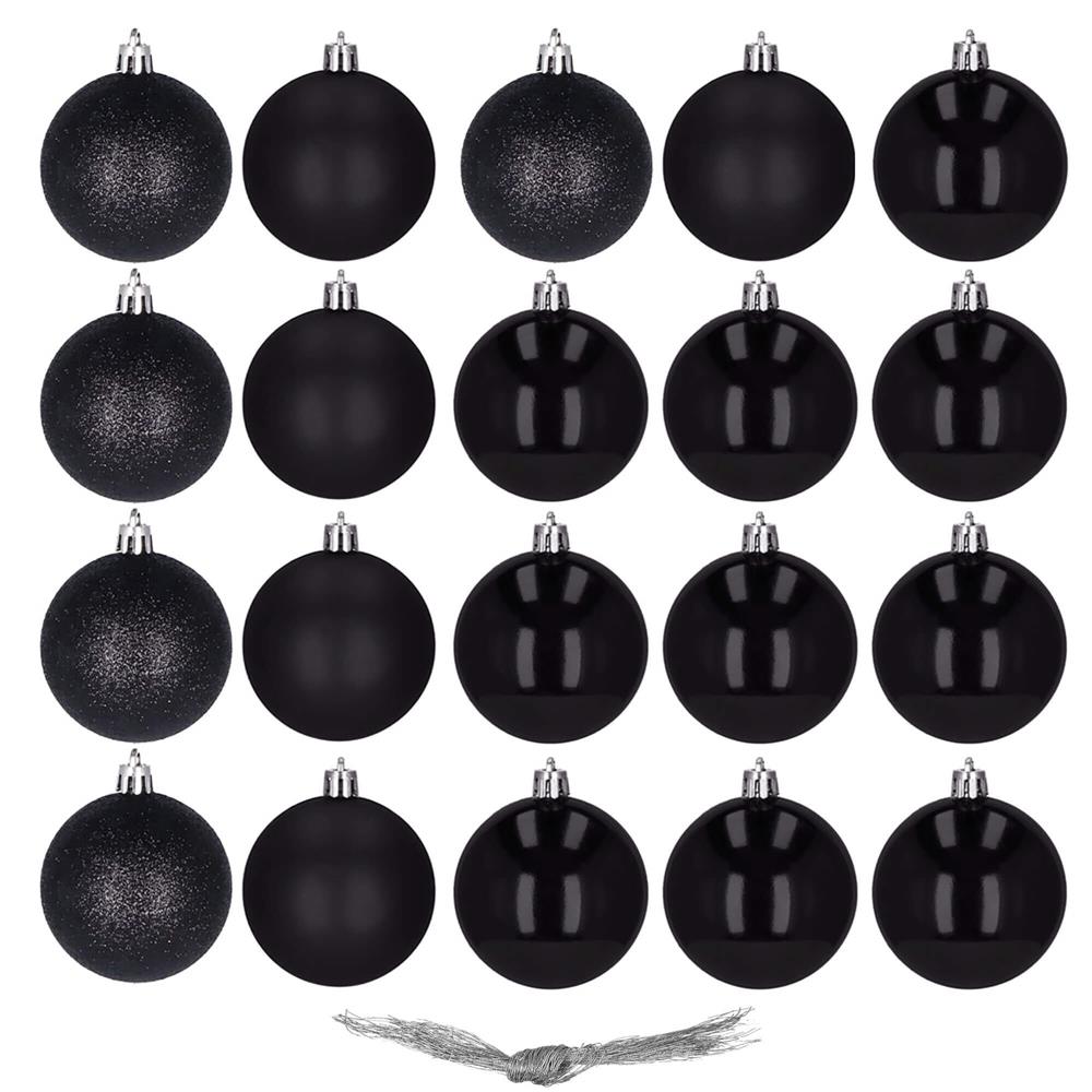 Set globuri de Craciun, 20 bucati, 3 modele, 4cm, negru [2]