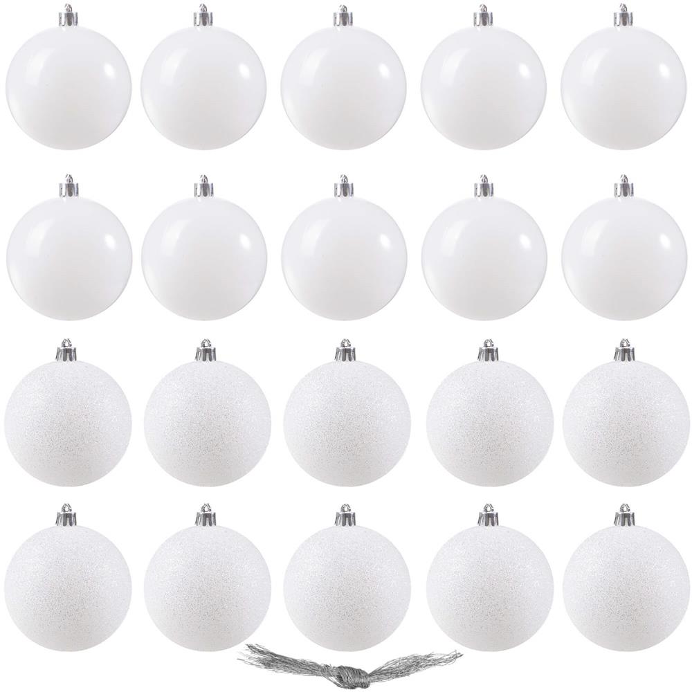Set globuri de Craciun, 20 bucati, 6cm, alb perlat [3]