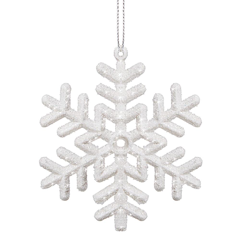 Decoratiuni si figurine - Decoratiune brad fulg de zapada, set 3 bucati, 8cm, alb