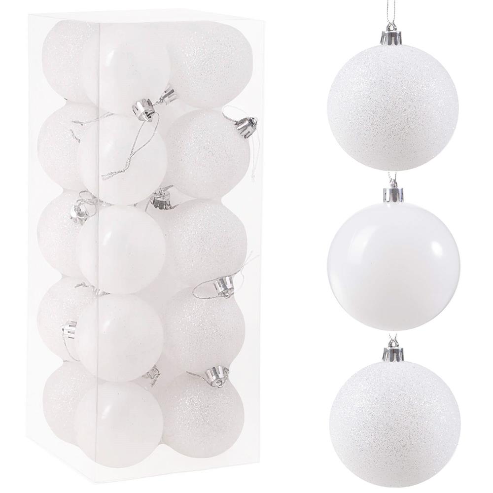 Set globuri de Craciun, 20 bucati, 8cm, alb perlat [2]