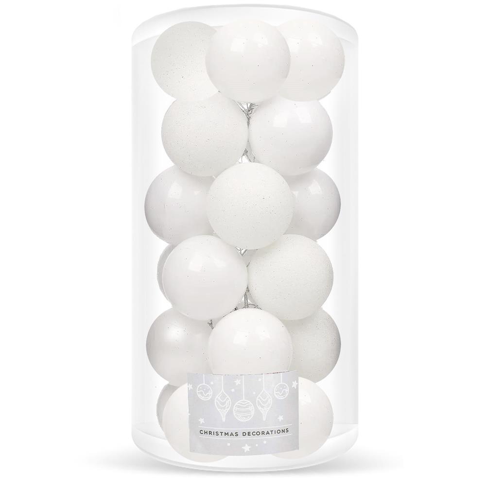 Set globuri de Craciun, 20 bucati, 3 modele, 4cm, alb [1]