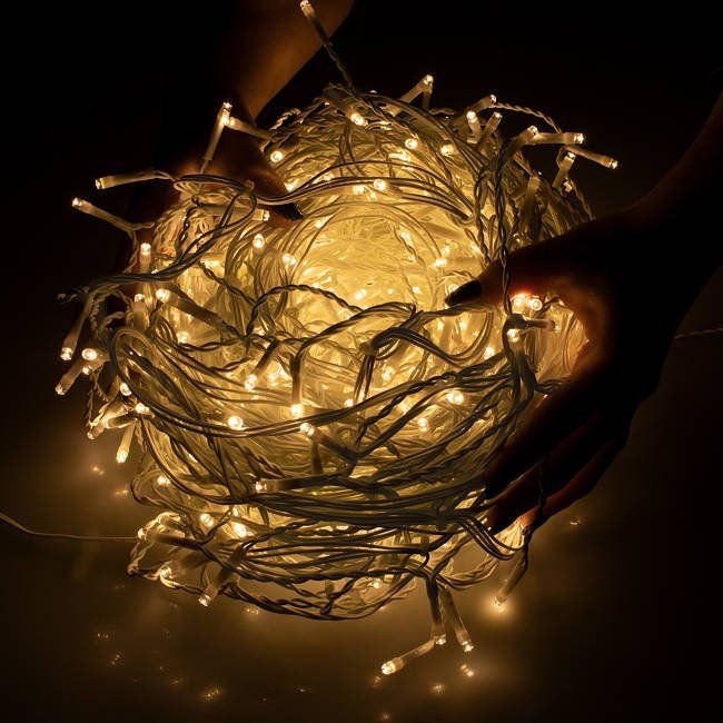 Ghirlanda luminoasa tip perdea 500 LED-uri, 20m, pentru interior/exterior, iluminare galbena [3]