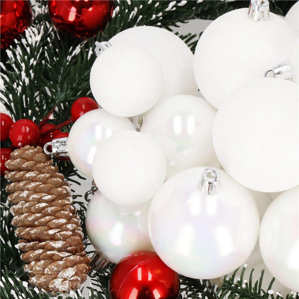 Set globuri de Craciun, 30 bucati, 3 modele, 4/5/6cm, alb [3]