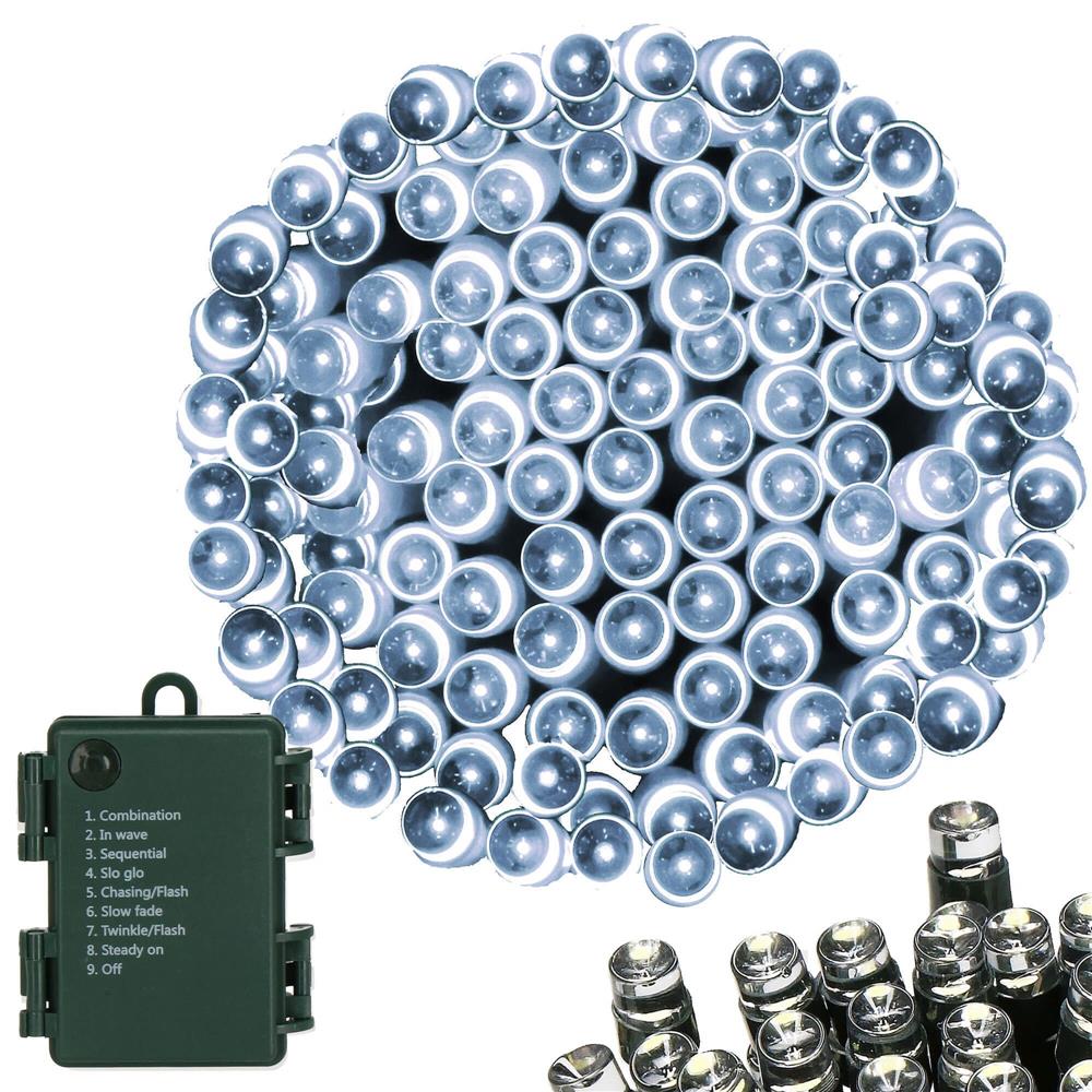 Instalatie lumini de exterior pentru gradina, 5 metri, 50 LED-uri, cu baterii, alb [2]