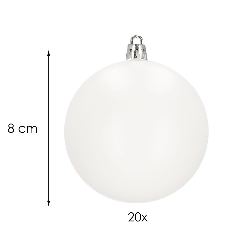 Set globuri de Craciun, 20 bucati, 8cm, alb mat [3]