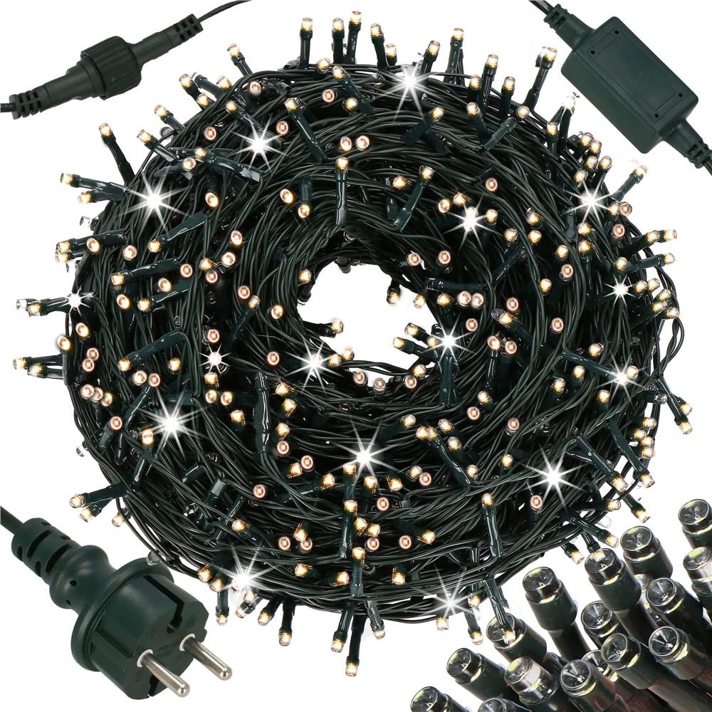 Ghirlanda luminoasa tip perdea Premium 500 LED-uri, 22,5m, 30Wati, interior/exterior, cu flash, alb cald (galben) [2]