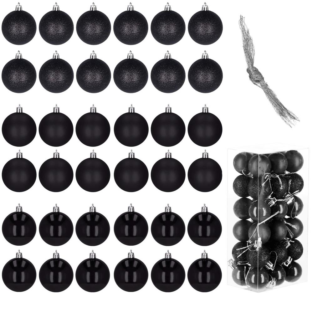 Set globuri de Craciun, 36 bucati, 3 modele, 3cm, negru [2]