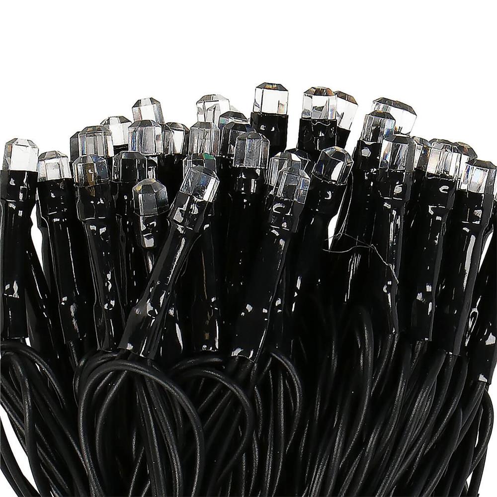 Instalatie lumini de exterior pentru gradina, 9 metri, 120 LED-uri forma cristal, cu baterii, alb [2]