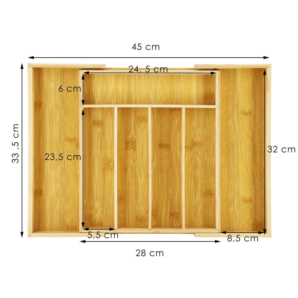 Organizator tacamuri si ustensile bucatarie, bambus, extensibil 28-45x33x5cm [20]
