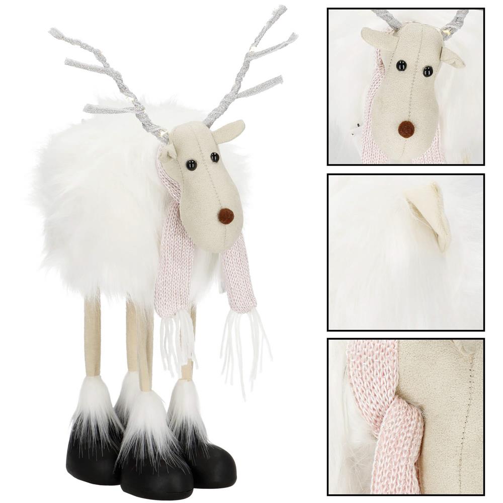 Figurina Craciun, Ren alb cu fular, inaltime 48cm [20]