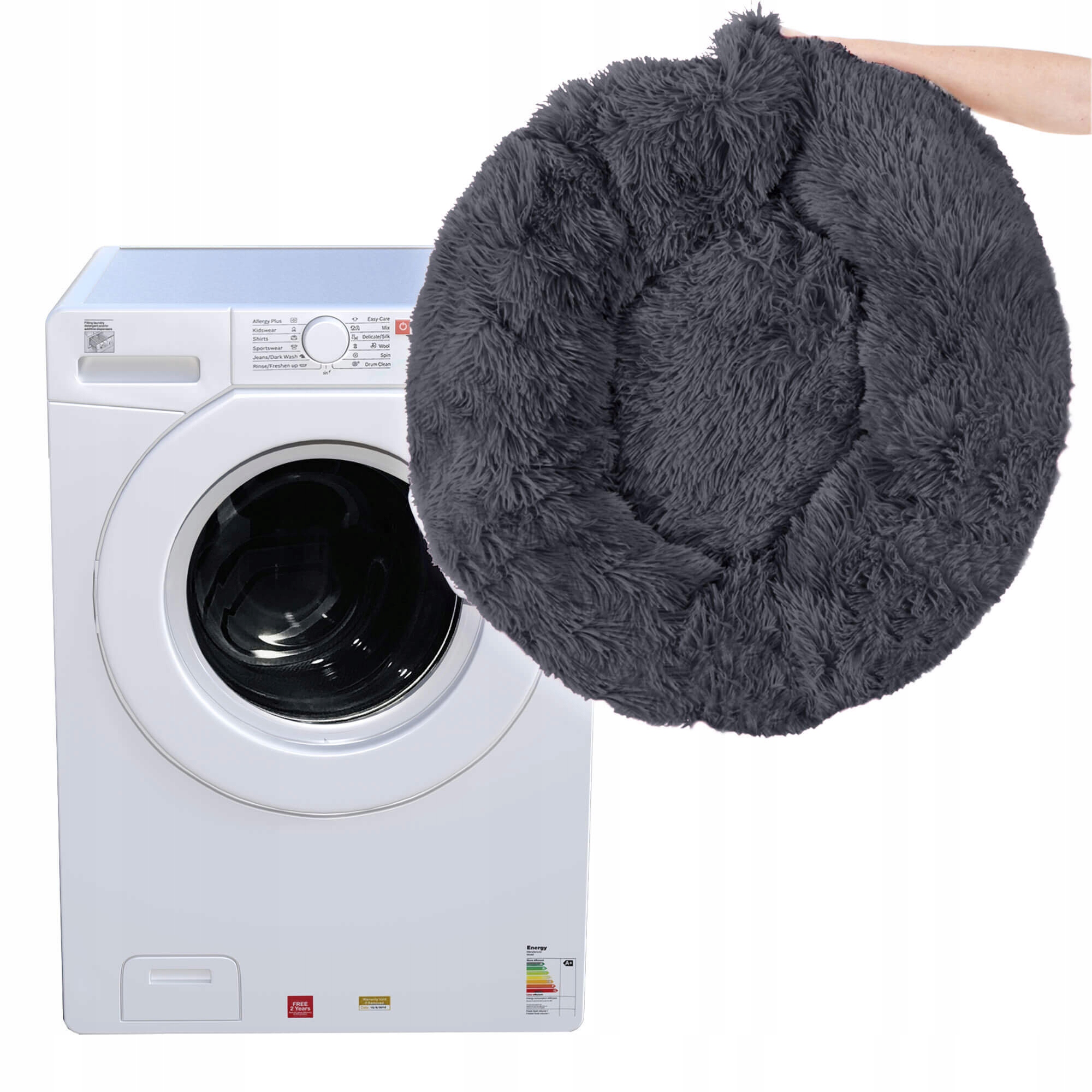 Pat Sersimo pentru caini si pisici, cu husa detasabila, gri inchis, diametru 80cm [15]