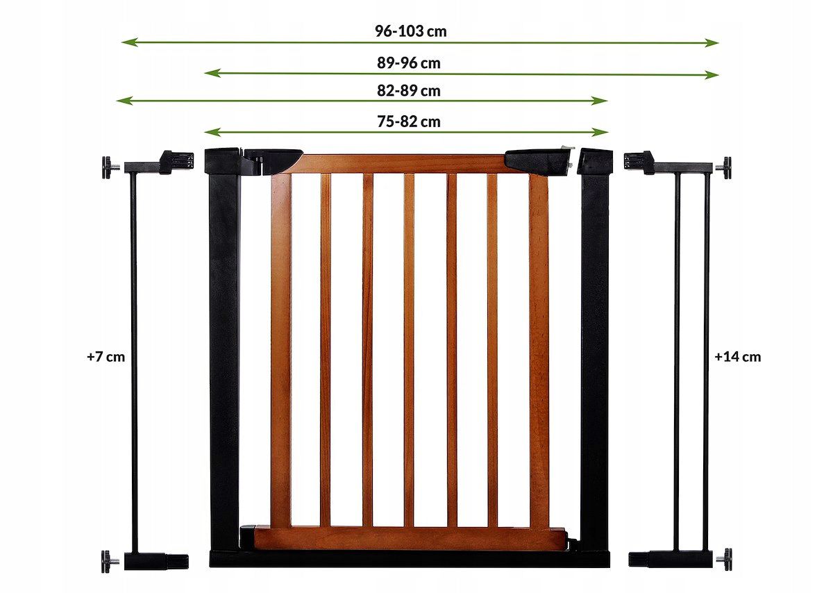 Poarta de siguranta Safety Gate pentru scari, ajustabila 96-103 cm, din otel si lemn, negru maro [2]