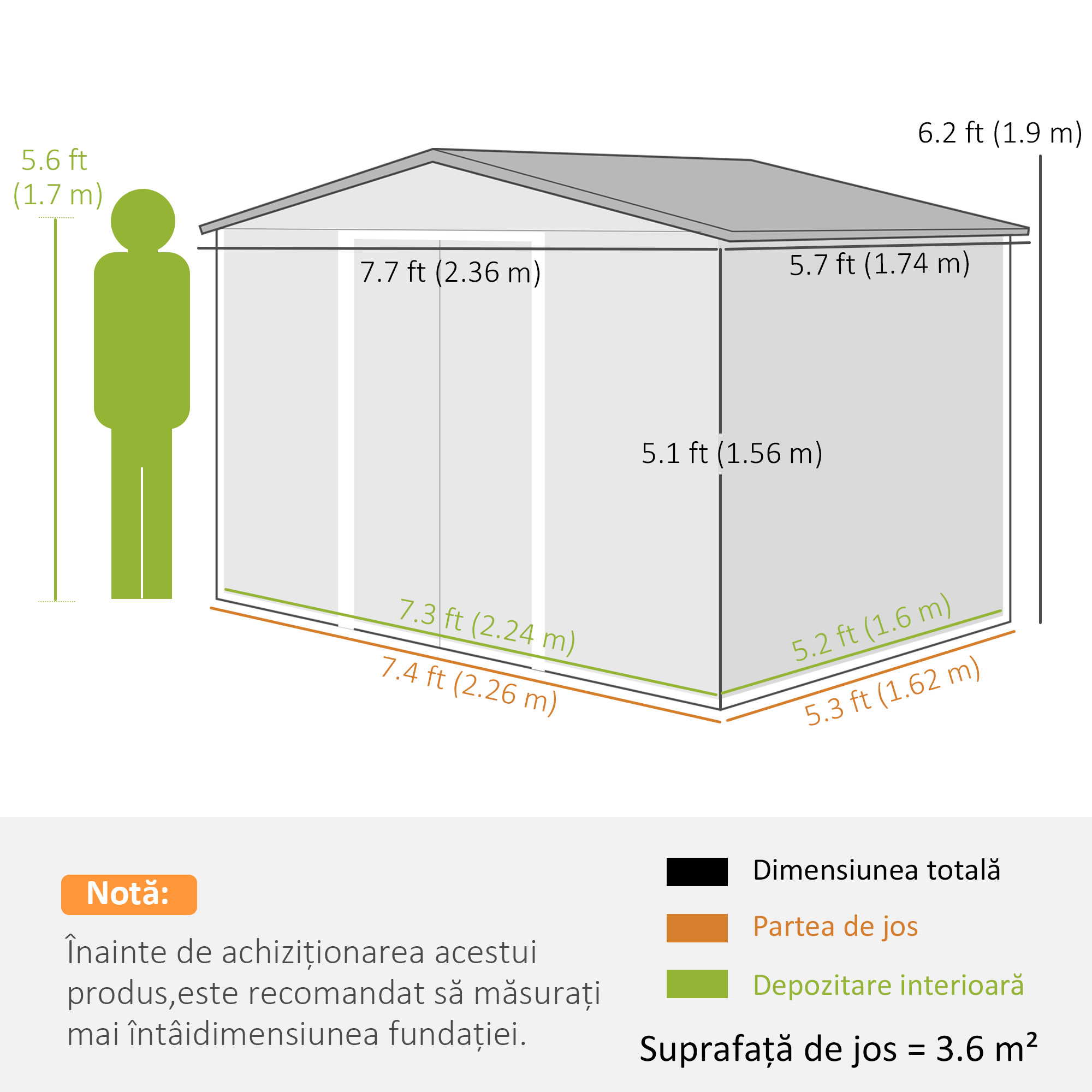 Magazie de depositare Gradina cu 2 usi Glisante de ventilatie, Otel [2]