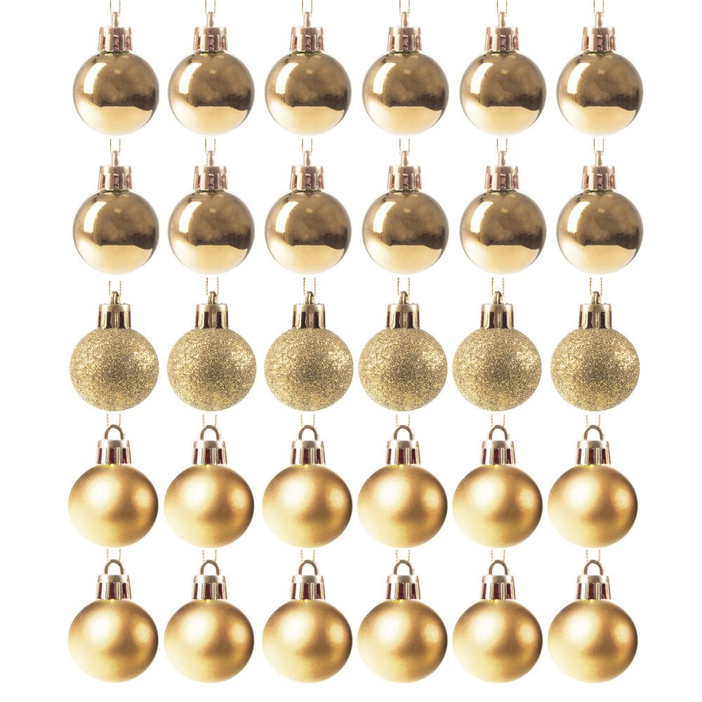 Set globuri de Craciun, 30 bucati, 3 modele, 3cm, auriu [4]