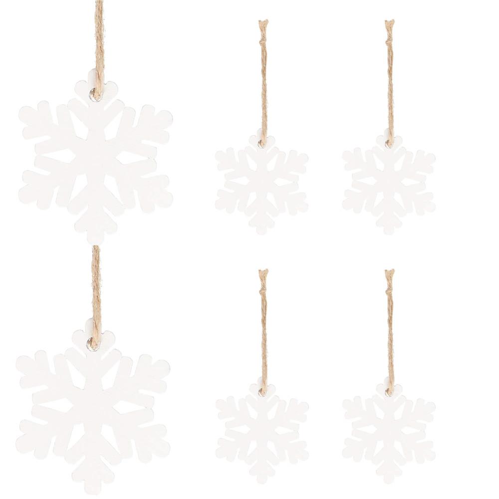 Decoratiune brad fulg de zapada din lemn, set 6 bucati, 4cm, alb [3]