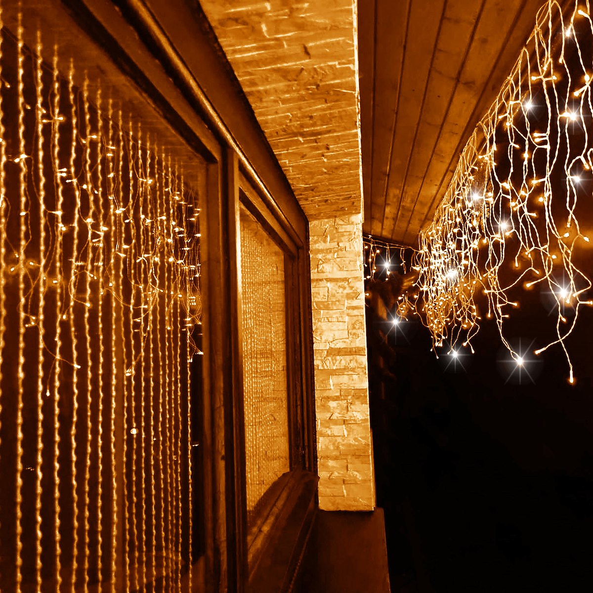 Ghirlanda luminoasa tip perdea cu flash 500 LED-uri, 20m, pentru interior/exterior, iluminare galbena [4]