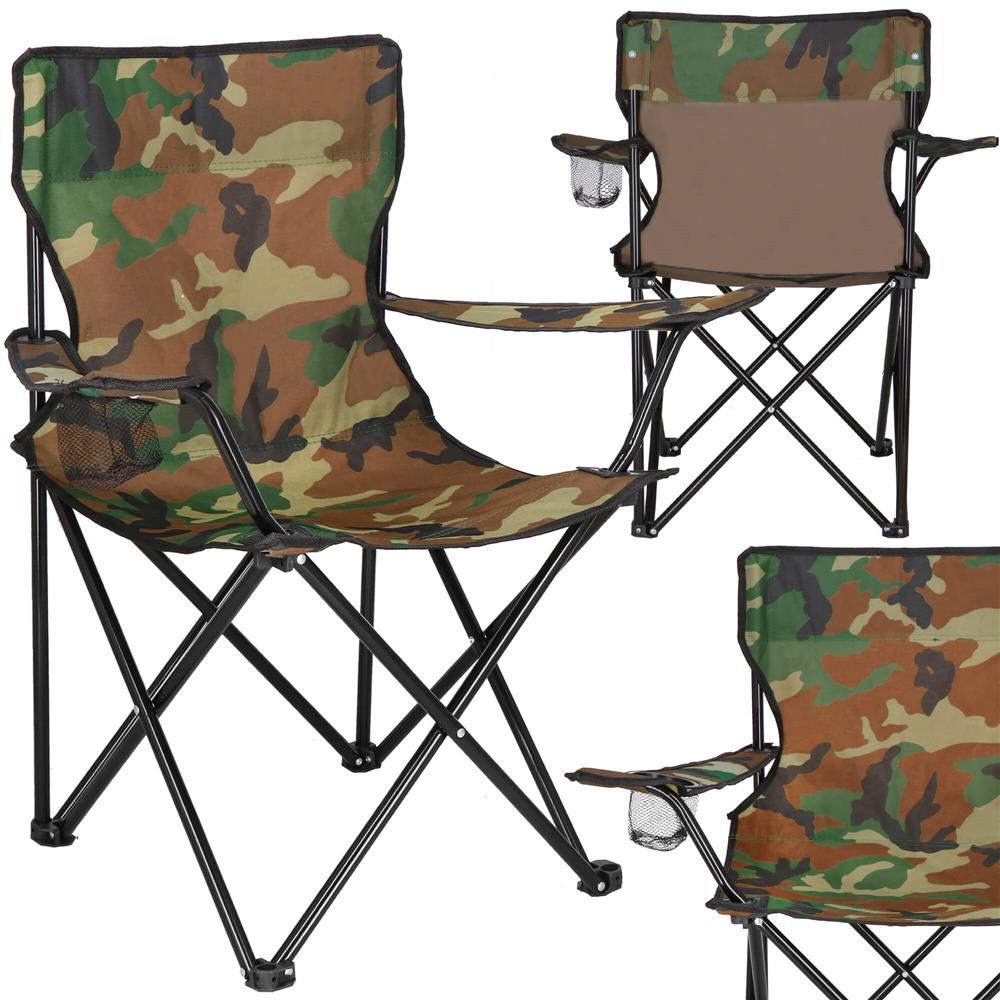 Scaun pliabil camping sau pescuit, suport pahar, 80x40x45cm, camuflaj [3]