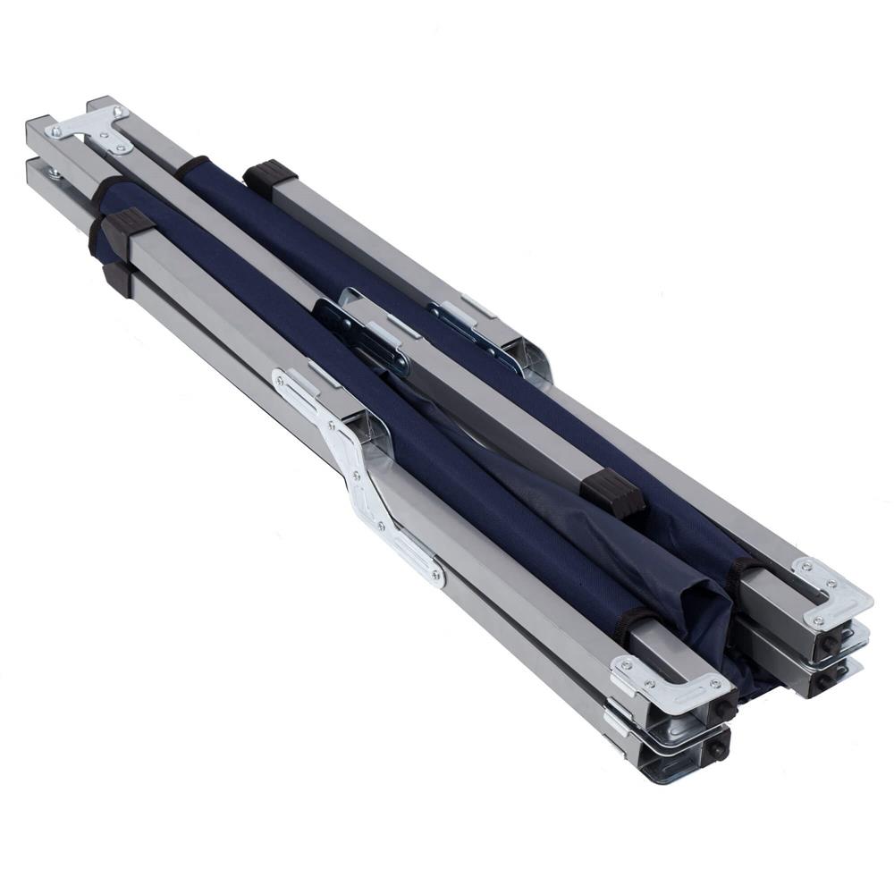 Pat pliant pentru camping, structura metalica, 190x74x42cm, 150kg, albastru marin [3]