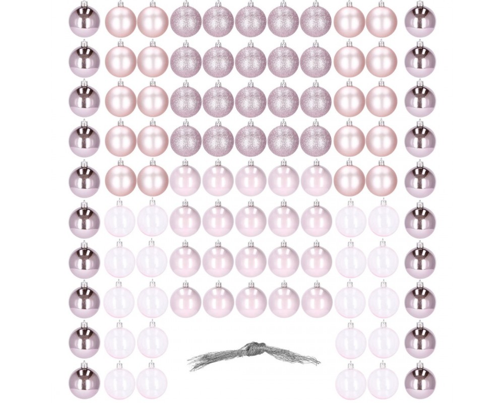 Set globuri de Craciun, 100 bucati, 6cm, roz [4]